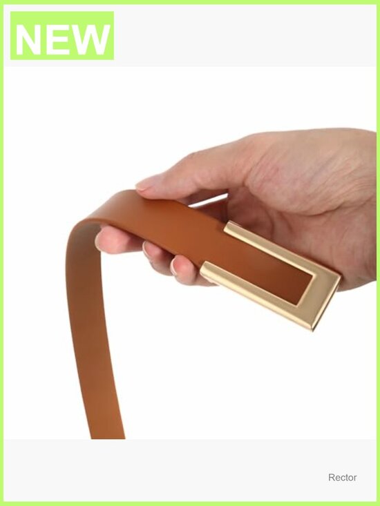 Genuine Leather Skinny Belt with Gold Buckle for Dresses Jeans main image 5